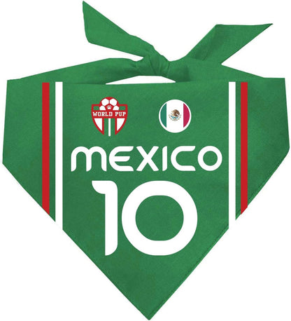 Tees and Tails Mexico soccer jersey dog bandana front view