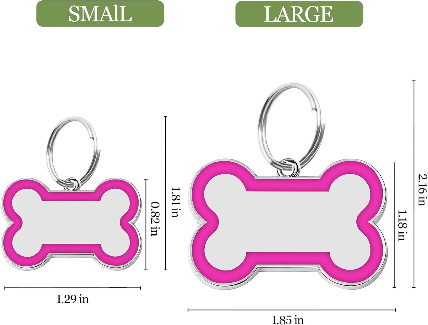 EDSG custom dog name tag reverse side view displaying engraved phone number contact text.