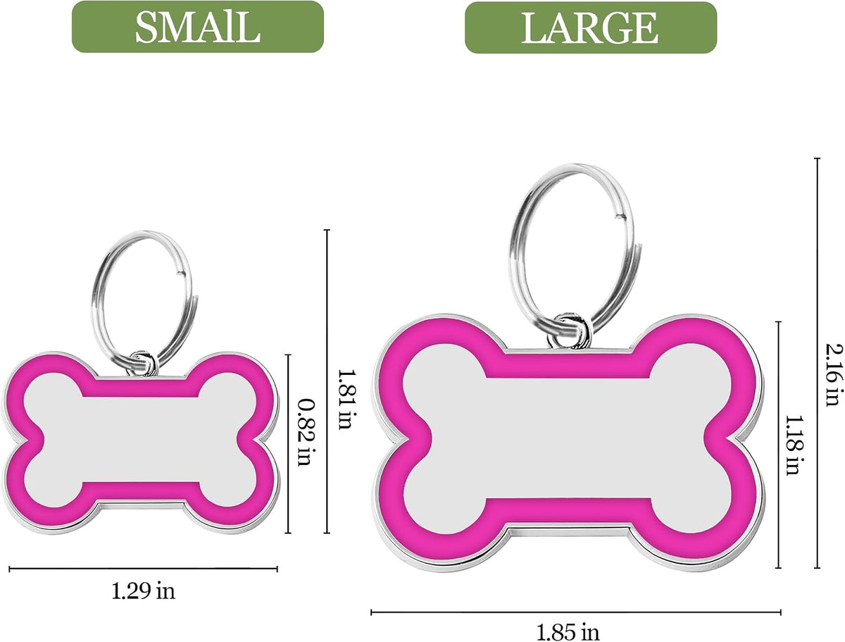 EDSG custom dog name tag reverse side view displaying engraved phone number contact text.