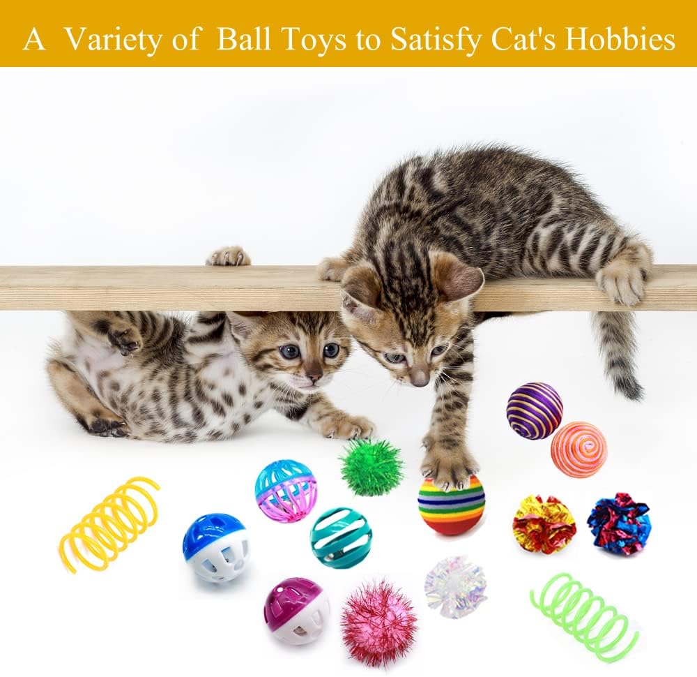 Interactive LASOCUHOO sparkle and rainbow balls for indoor cats