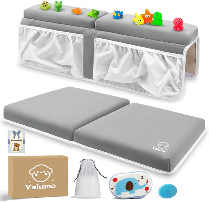 Yalumo baby bath kneeler and elbow rest pad set gray front view