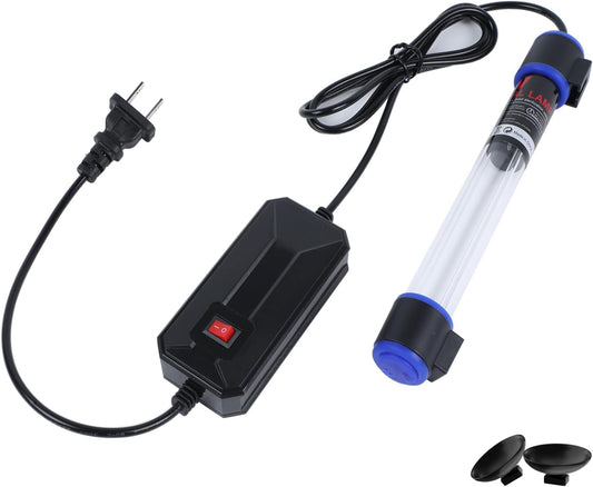 Ayamaxon 9W UVC aquarium light front view showing submersible quartz tube