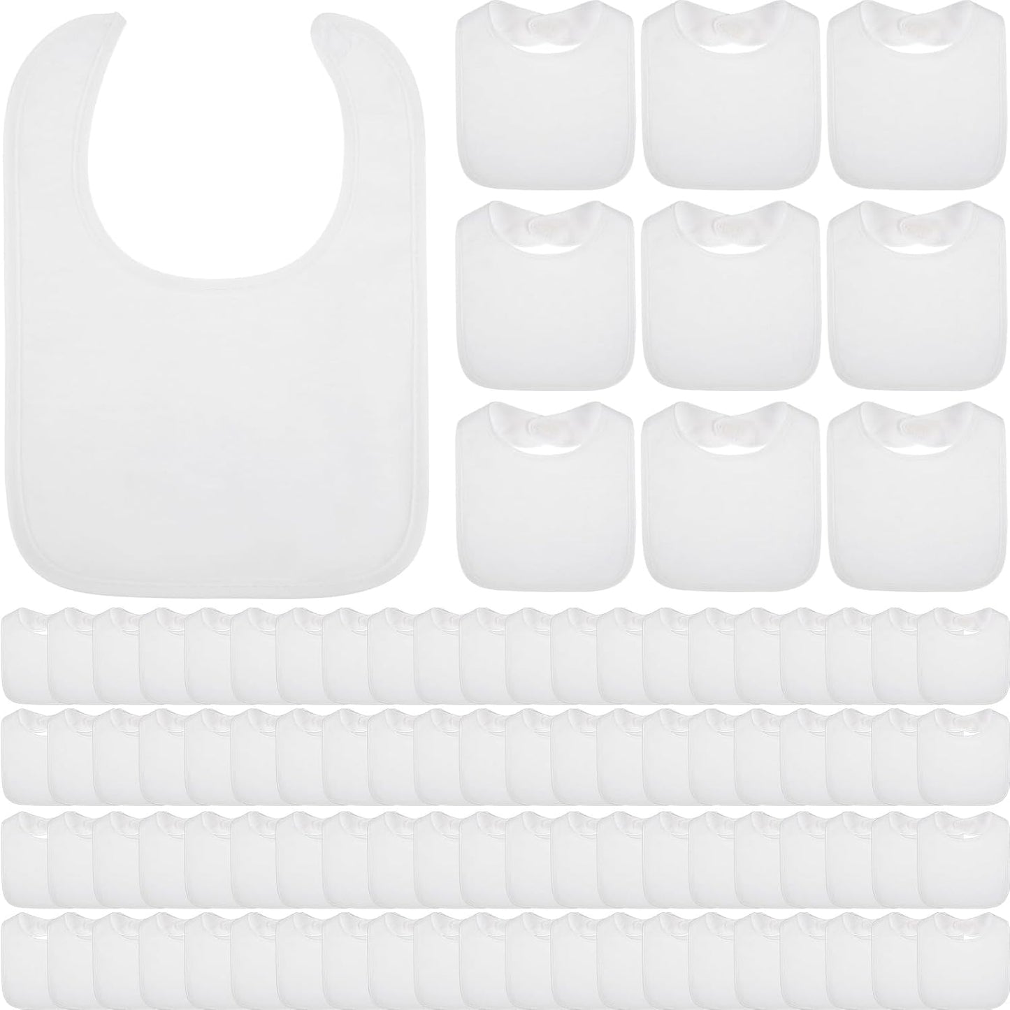 Toulite 30 pieces white baby bibs front view