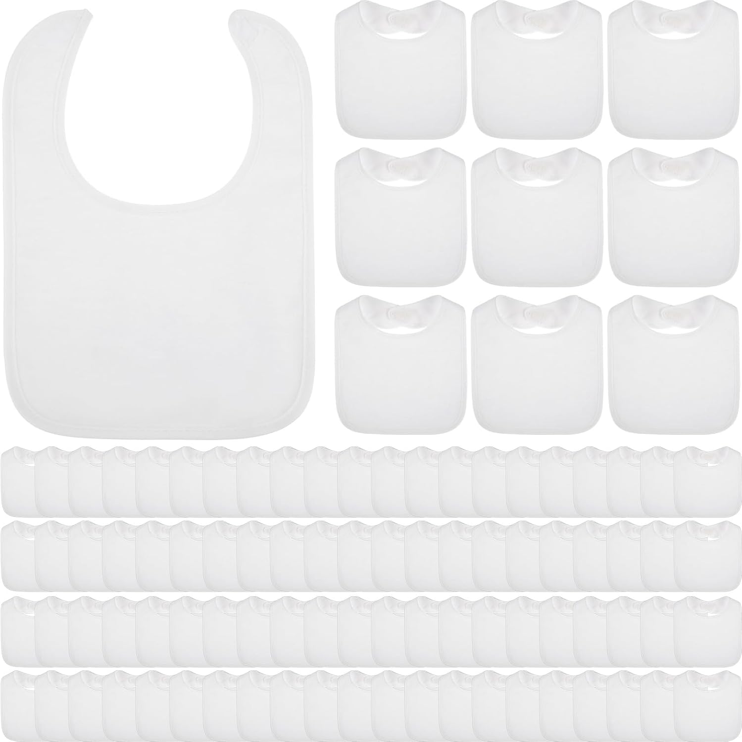 Toulite 30 pieces white baby bibs front view