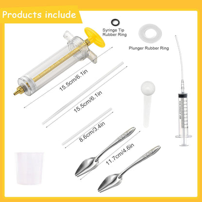 Close up of 50 milliliter bird feeding syringe scale