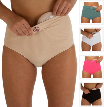 Comfizz High Waist Ostomy Underwear for Women front view beige support wear