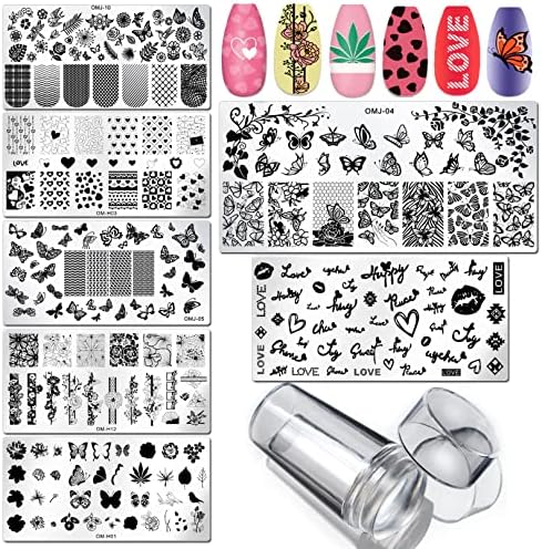 LoveOurHome 7pc nail stamping kit with plates and clear stamper
