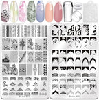 Biutee nail stamping plates 2 piece french tip kit with stamper