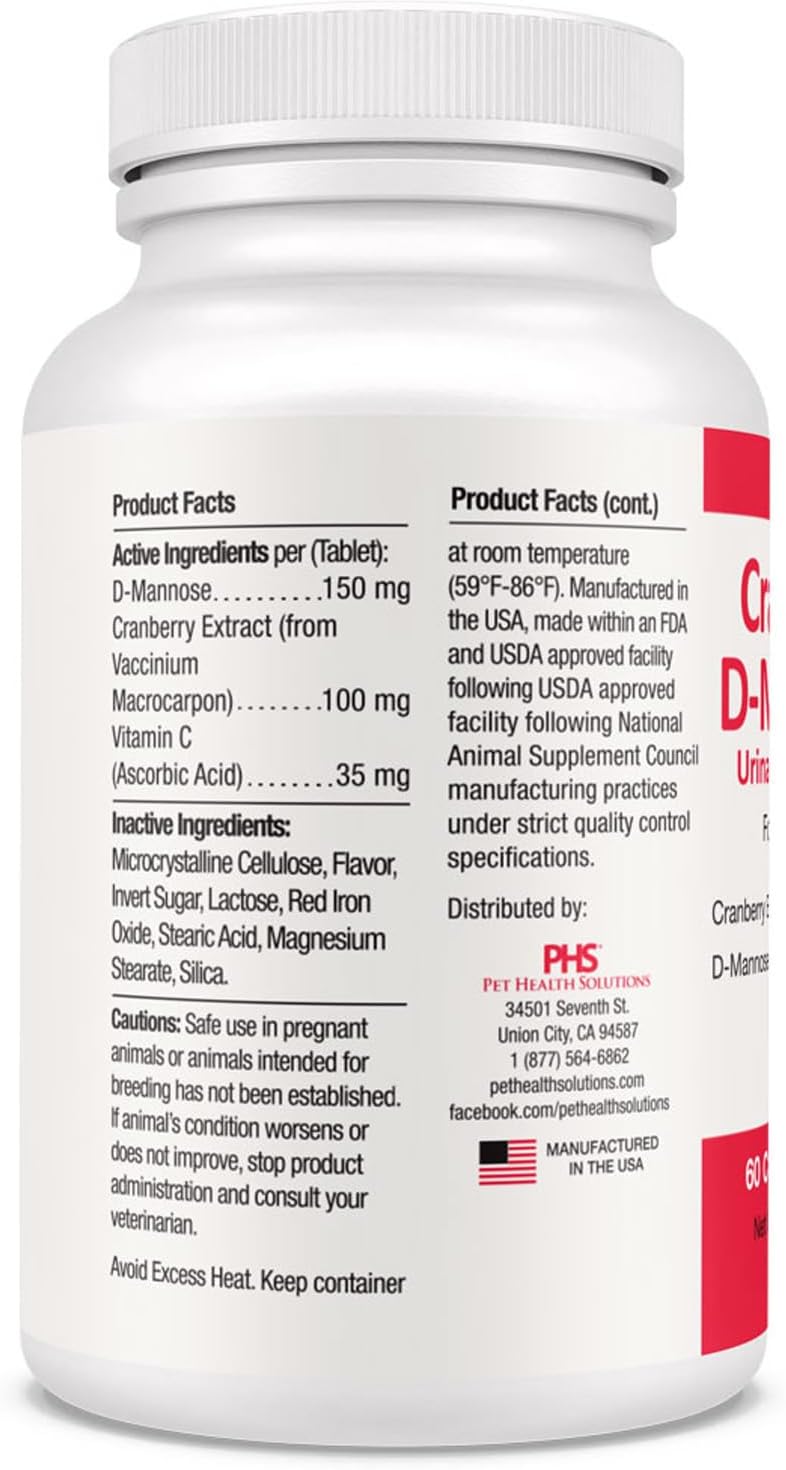Cranberry D-Mannose Urinary Tract Supplement for Dogs & Cats - Bladder & UTI Health Support - Cranberry Extract, D-Mannose & Vitamin C-Promotes Urinary Wellness & Kidney Function - 60 Chewable Tablets - Image 12