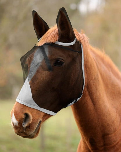 Hilltown Fly Mask for Horse with Ears - Teslin Mesh, 3D Eye Space, Forelock Opening, UV Protection, Adjustable Fit for Pasture, Grazing & Stable - Full, Blue - Image 9