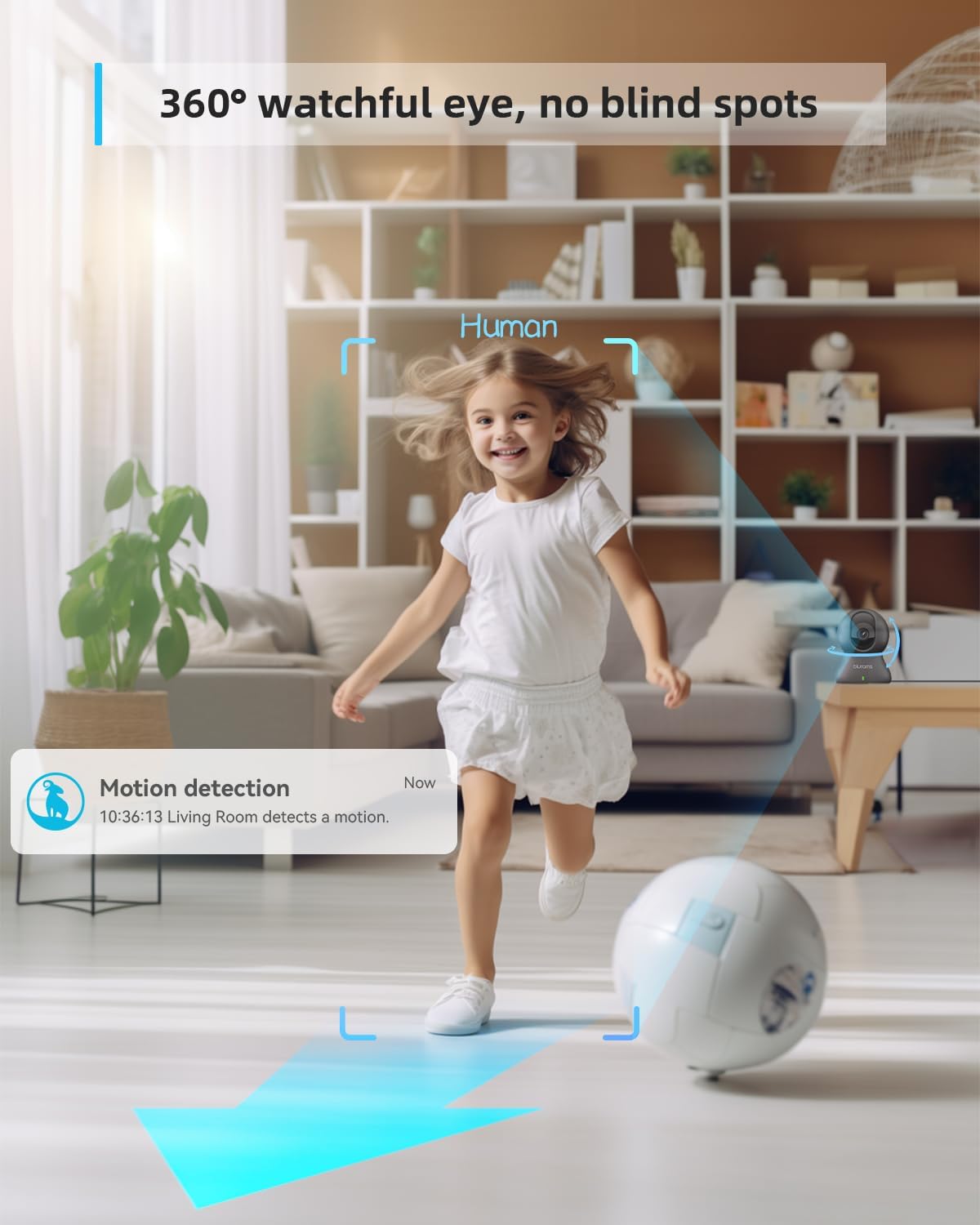 blurams 5G Indoor Cameras for Home Security, 2K Pet Camera with Phone App, 360 degrees PTZ Home Cam w/Dual-Band WiFi6, 2-Way Talk, Free Human/Sound Detection, Motion Tracking, Night Vision, Works with Alexa - Image 3