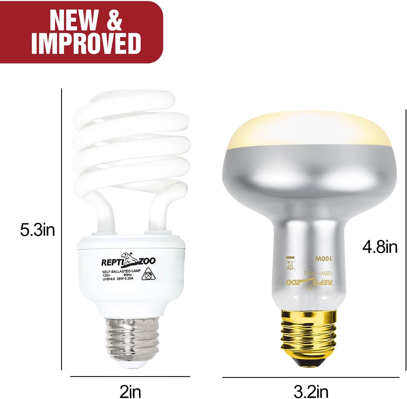 Detailed look at the 26 Watt energy saving spiral compact UVA UVB reptile light bulb.