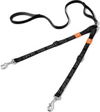HOWGO Double Dog Leash, No Tangle 360 degrees Swivel, Adjustable Two Padded Handles, Double Clip Dog Leash Coupler Splitter Breeds (Black, 4/5'' x 4.8 FT, Std) - Image 11