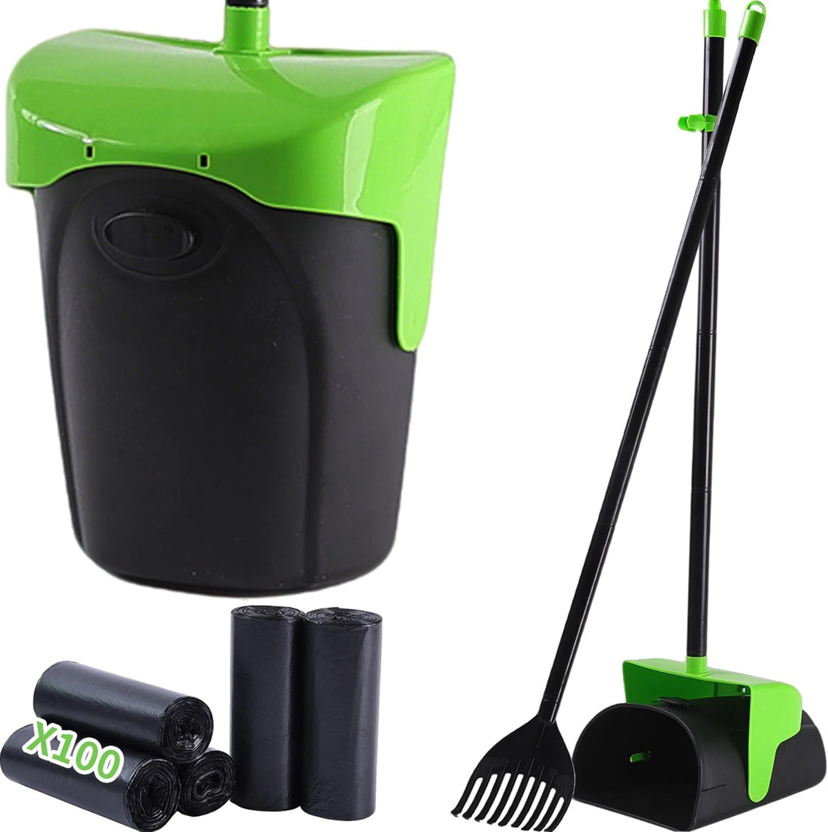 ienjoyed Pooper Scooper Large Swivel Bin & Rake with 160 Waste Bags,Heavy Duty Dog Pooper Scooper with Bag Attachment for Dogs, Long Handle Poop Scooper with Lid for Yard, Grass, Gravel(Green) - Image 11