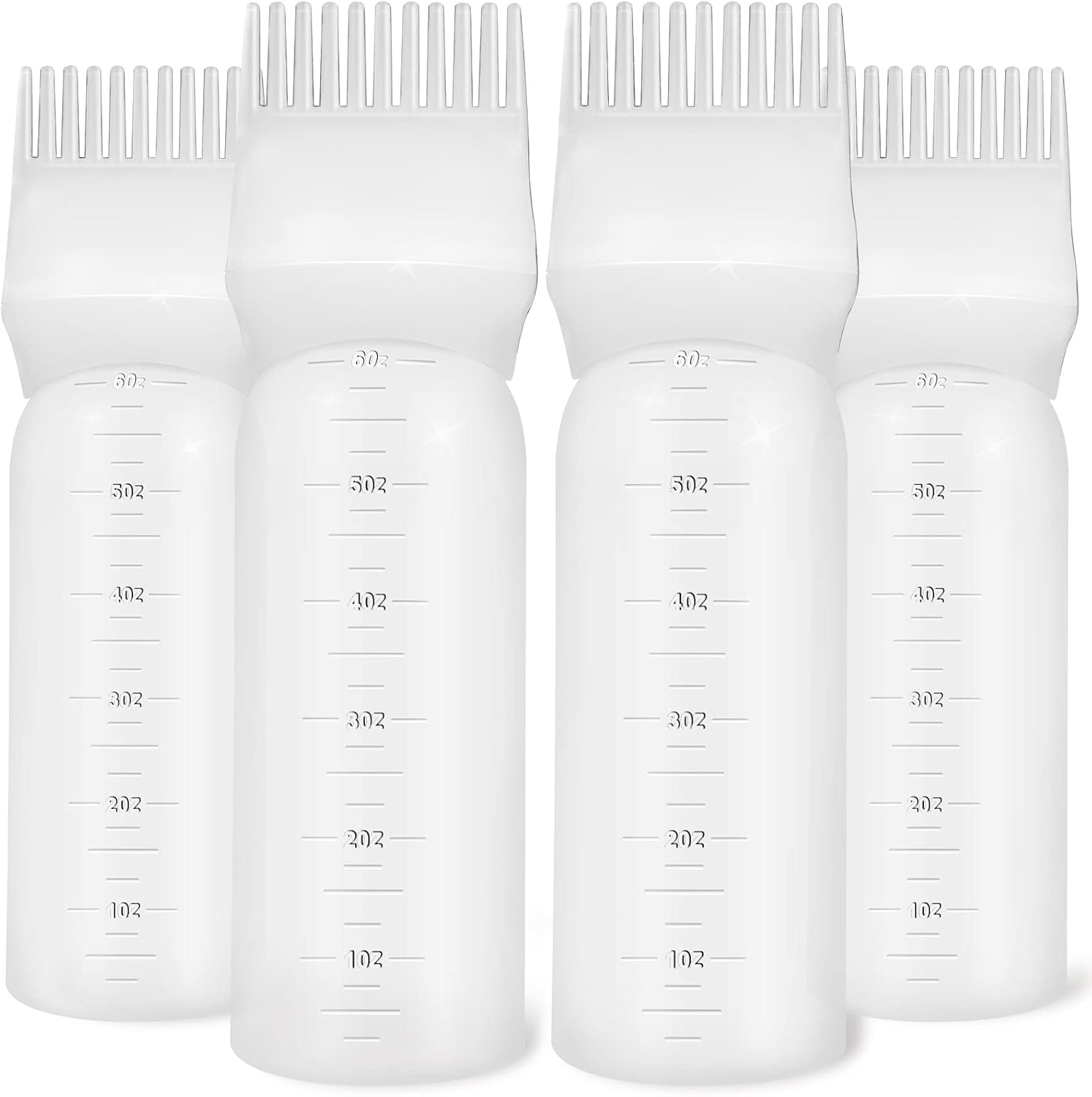 ONLYFU 4 Piece Root Comb Applicator Bottle front view showing white plastic hair oiling bottle with integrated comb cap