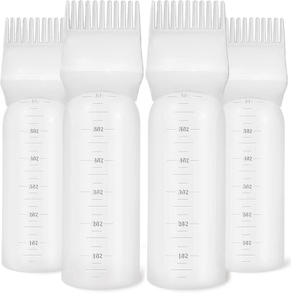 ONLYFU 4 Piece Root Comb Applicator Bottle front view showing white plastic hair oiling bottle with integrated comb cap