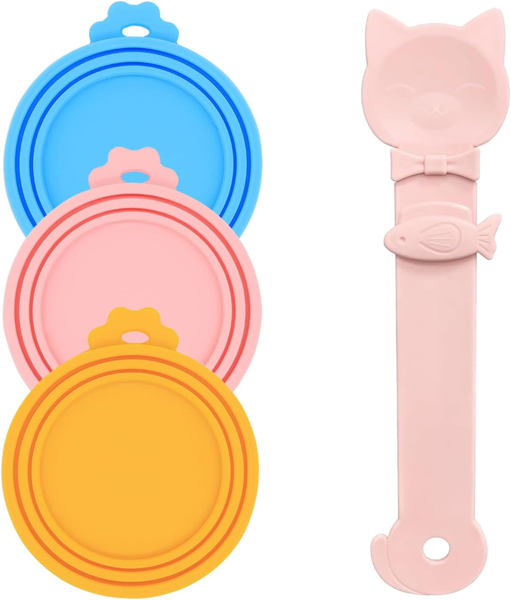 3 Pcs Pet Food Can Lids & One Can Spoon | Cute Paw Shape Opener Spatula Cat Wet Food Spoon | Universal BPA Free Silicone Covers for Dog Cat Cans(Pink) - Image 11