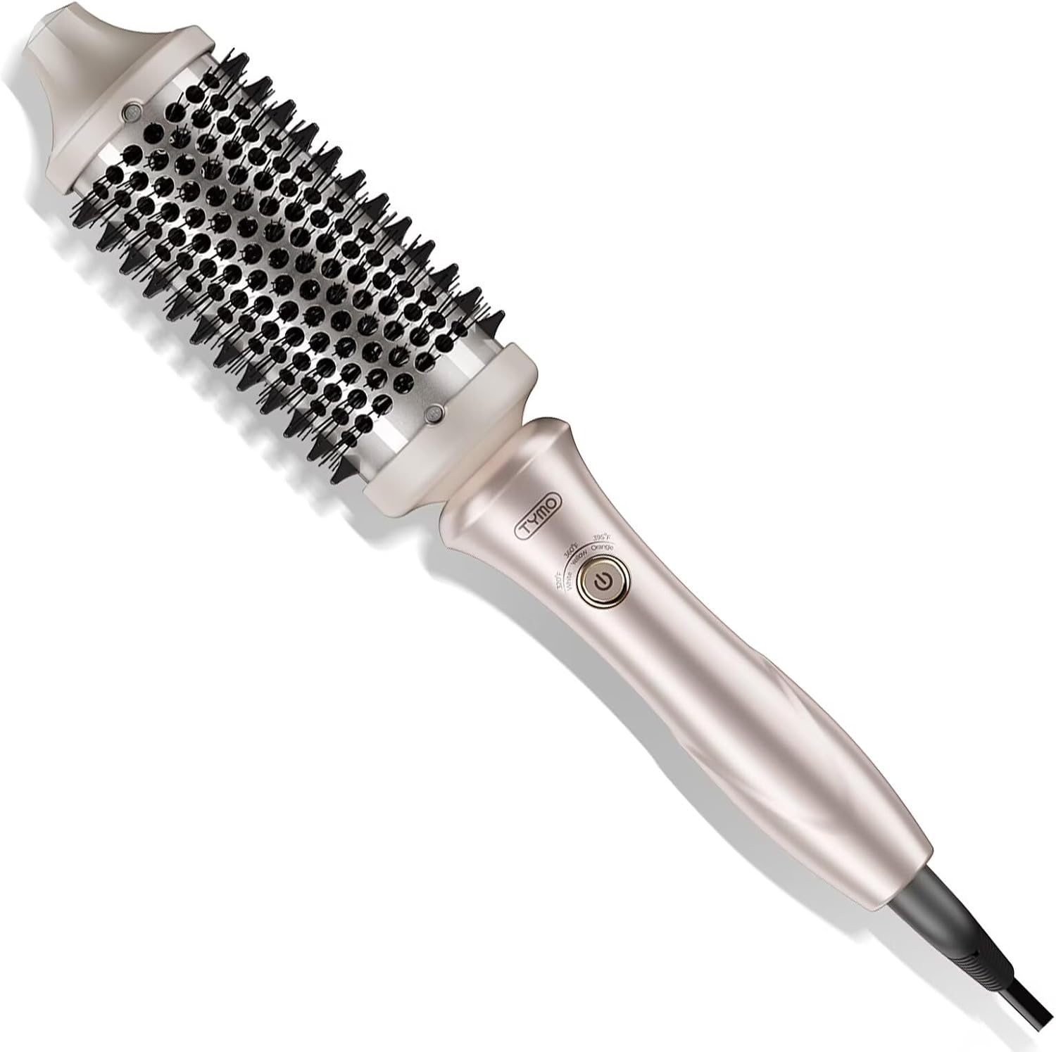 TYMO STYLUX 1.7 Inch Thermal Blowout Brush in Gold front view showcasing ceramic barrel and bristles.