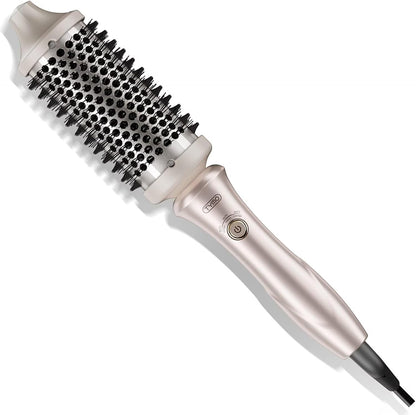 TYMO STYLUX 1.7 Inch Thermal Blowout Brush in Gold front view showcasing ceramic barrel and bristles.