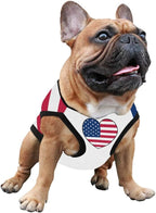 Back view of Weokwock dog vest with flag graphic