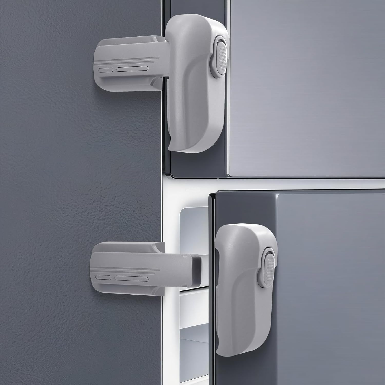 HFengQ dual mode fridge lock front view in grey