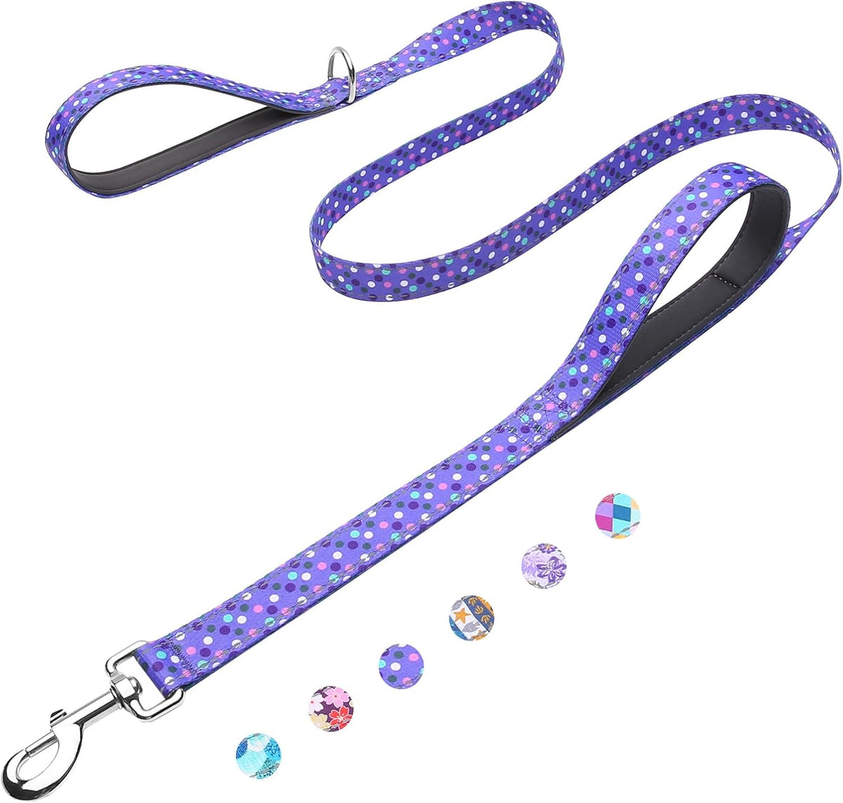 Reflective 6ft Dog Leash with Two Padded Handles, Heavy Duty Strong Nylon Pet Leash with Soft Neoprene Handle for Small Medium Large Dogs, Colorful Geometric - Image 11
