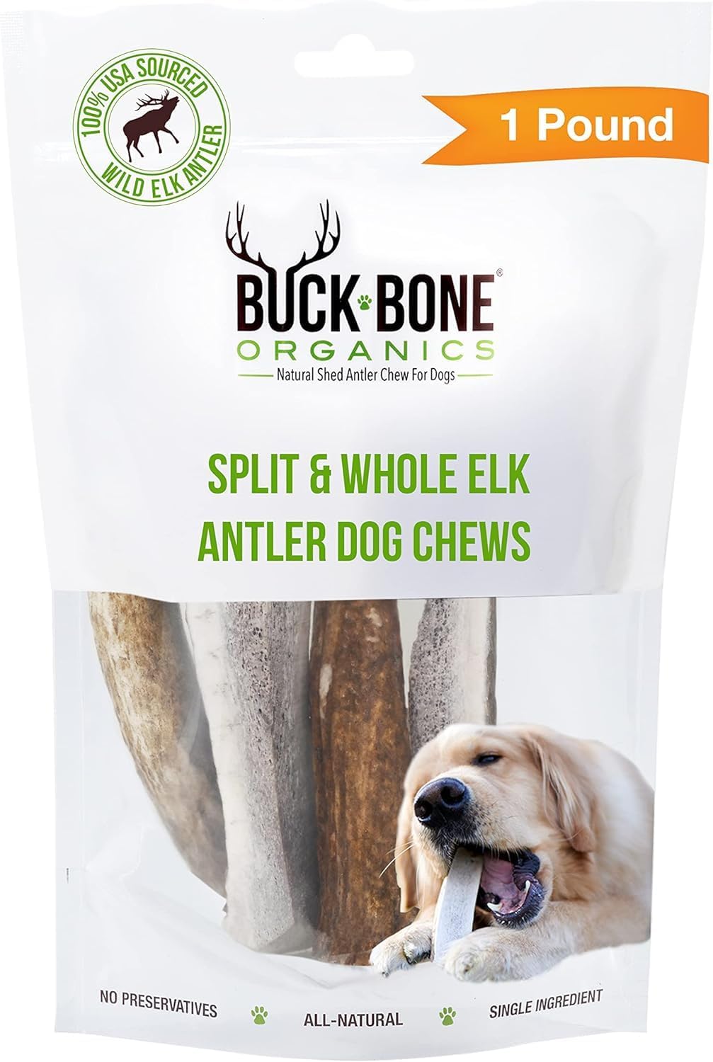 Buck Bone Organics dog chews size guide for medium dogs
