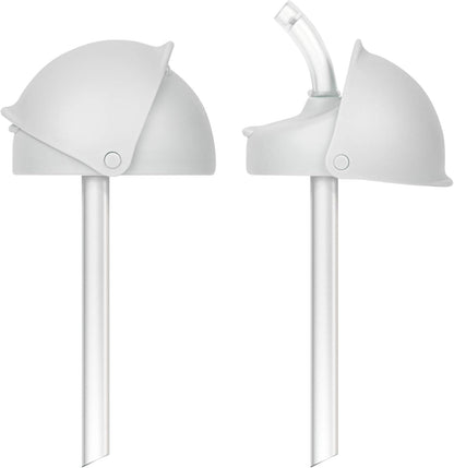 Boon Nursh Silicone Straw Sippy Cup Lid front view white conversion top pack