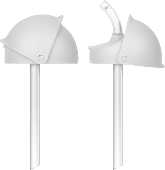 Boon Nursh Silicone Straw Sippy Cup Lid front view white conversion top pack