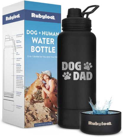 Dog Mom Water Bottle - 32 oz Stainless Steel Double Wall Insulated with 8 oz Detachable Bowl on Bottom - Cool Dog Mom Gifts for Women for Hiking, Walking, Travel and Everyday Adventures - DM Cream - Image 12