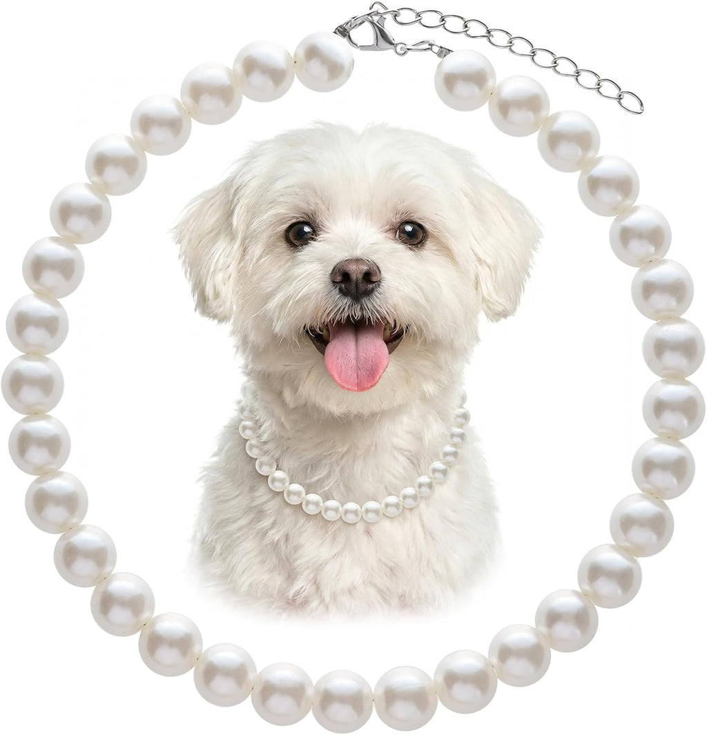 Fengek Pearl Dog Collar Necklace front view premium pet jewelry.