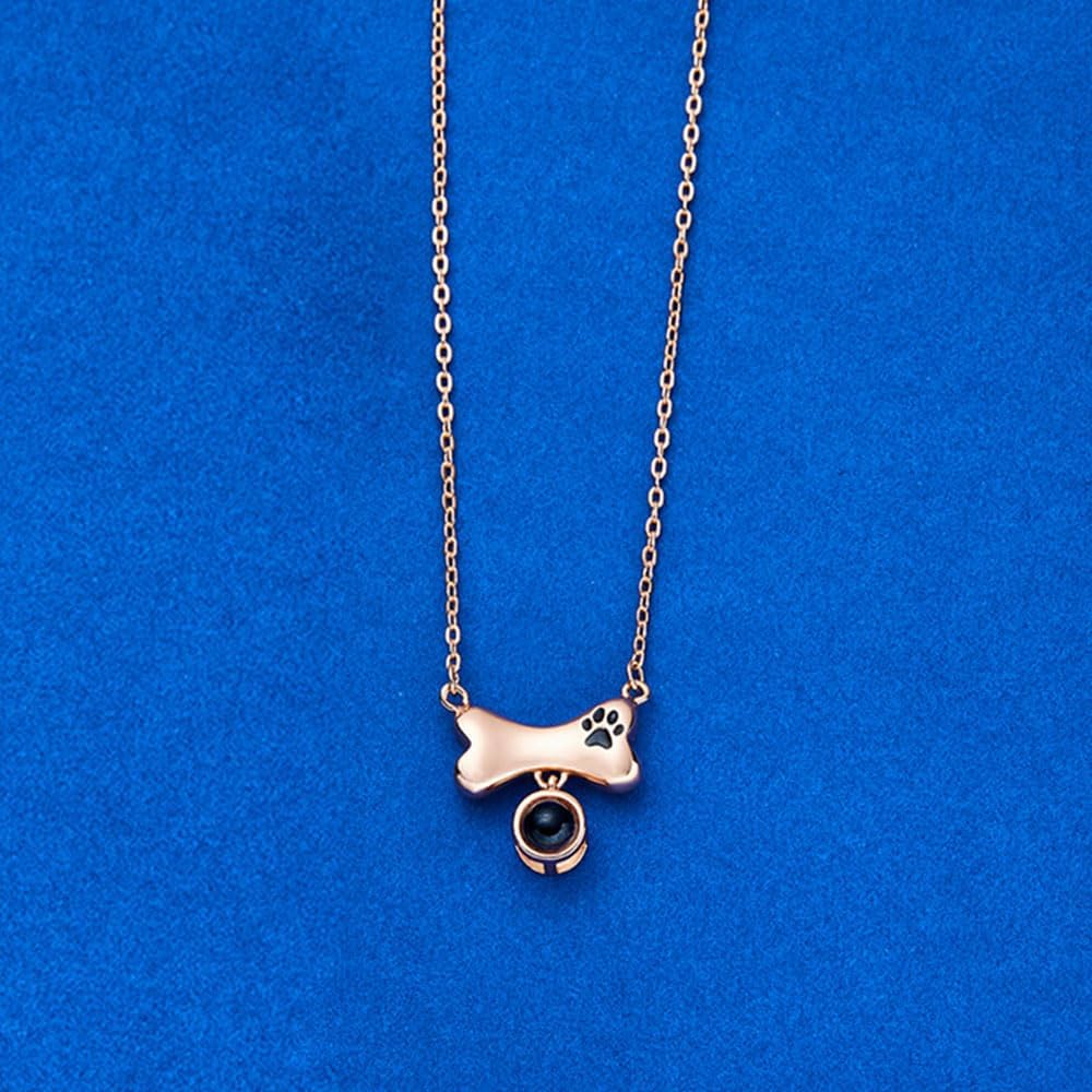 Wexibauyl dog bone pendant necklace with picture inside for pet lovers.