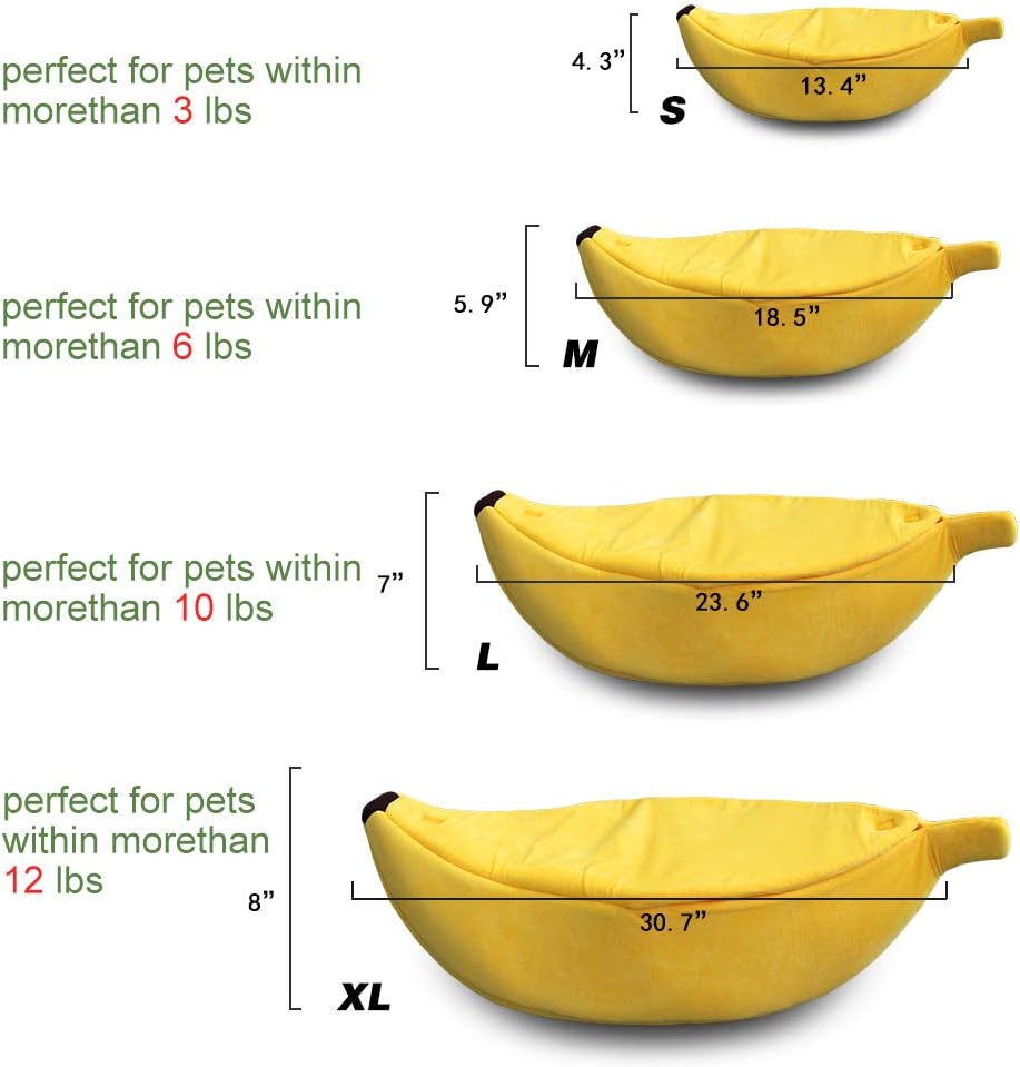 Cute yellow banana shaped plush pet house for small cats