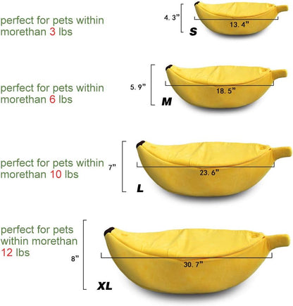 Cute yellow banana shaped plush pet house for small cats