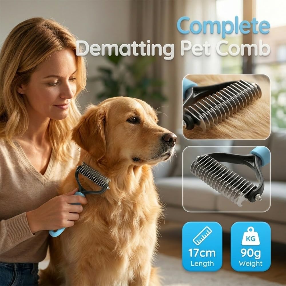 Emily Pets grooming rake showing low density and high density sides