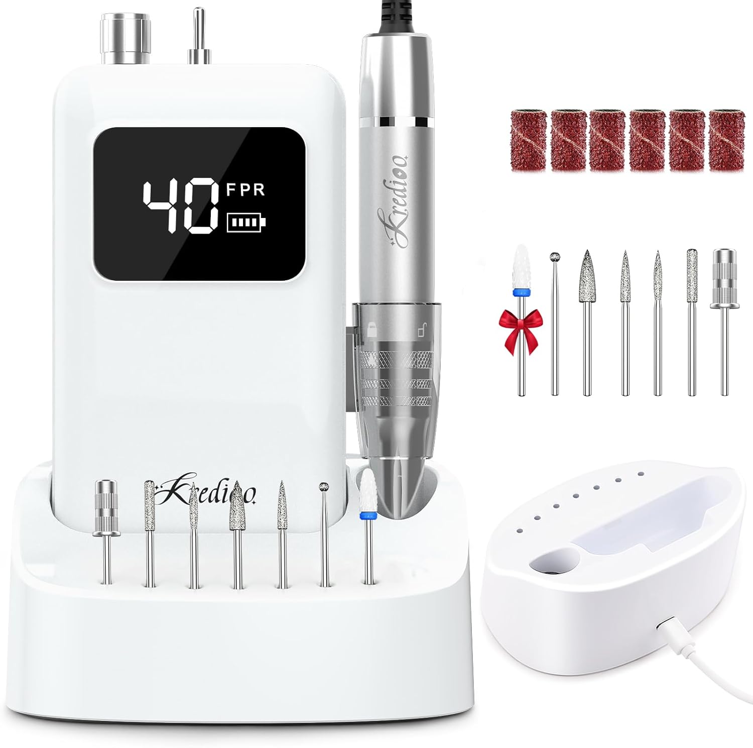 Kredioo professional brushless nail drill white front view