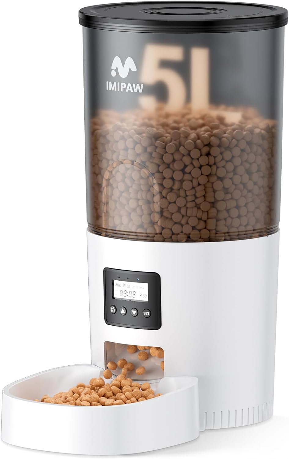 IMIPAW Automatic Cat Feeders, Timed Cat Dry Food Dispenser with Desiccant Bag, Dual Power Supply, Programmable Portion Size, 6 Meals, 20 Portions Per Day, Auto Pet Feeder for Cats and Small Dog, White - Image 14