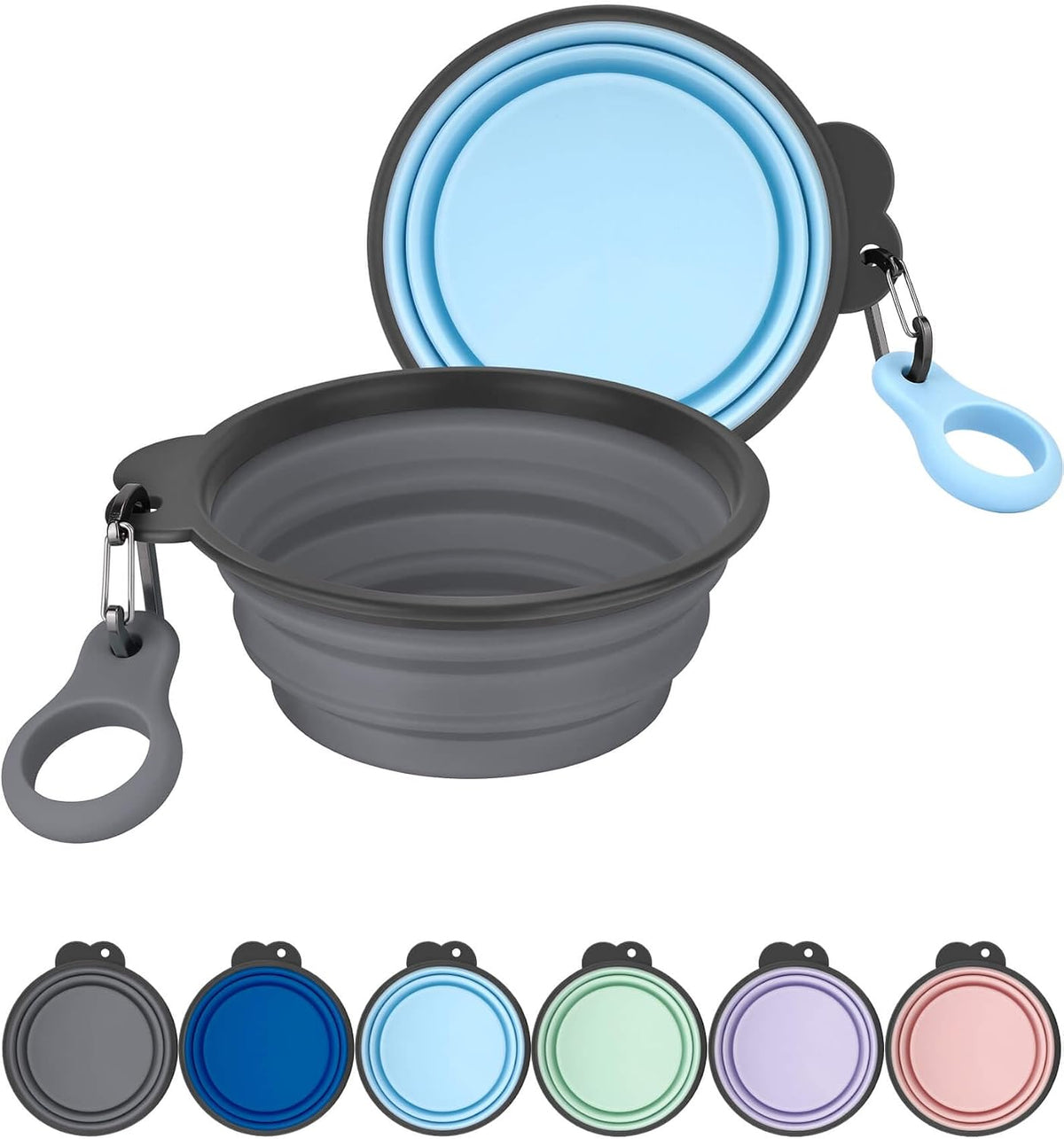 Aonkey Collapsible Dog Bowls with Bottle Carrier, 2 Pack Travel Dog Water Bowl Upgraded Carabiner, One-piece Molded Rim No Fall Off or Crack, Foldable Silicone Portable for Pets Walking Hiking 15oz - Image 10