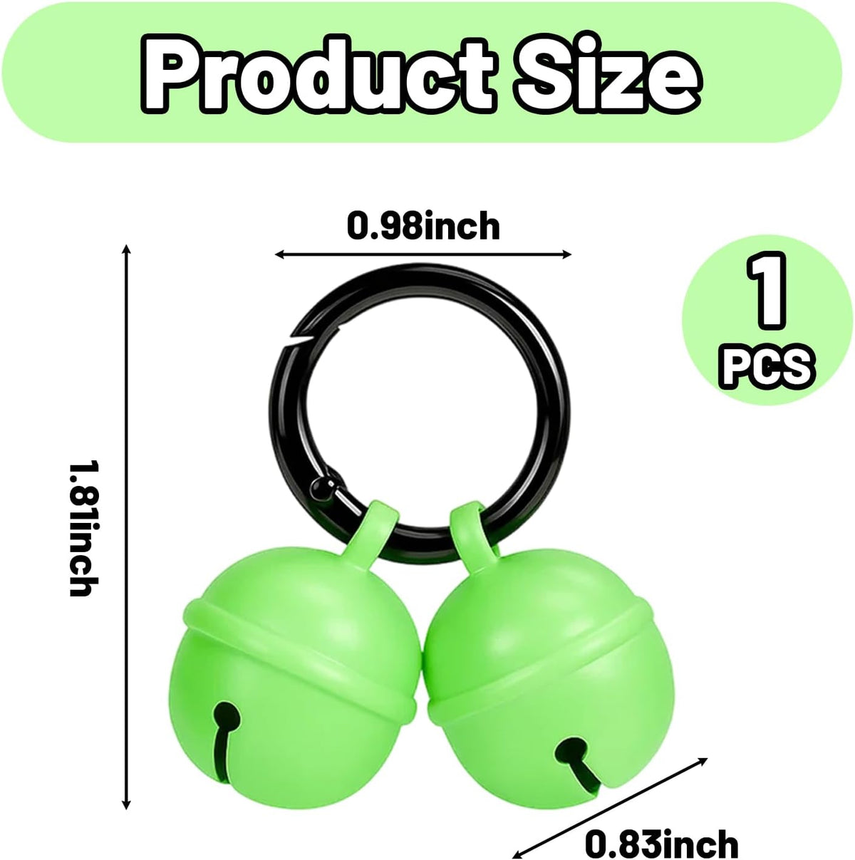 CZFSWT glow in the dark pet bell showing the luminous green effect in low light.