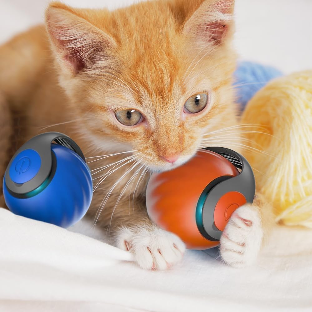 Smart standby mode interactive cat entertainment ball responding to a paw touch