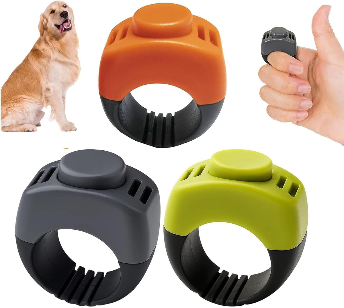 The Set of Easy Clicking Finger Ring Clicker Included Large and Small 2 Sizes,Suitable for Dogs Cats Horses traing Allowing Effective Versatile Training (4pcs Grey+Green+Orange+Blue) - Image 10