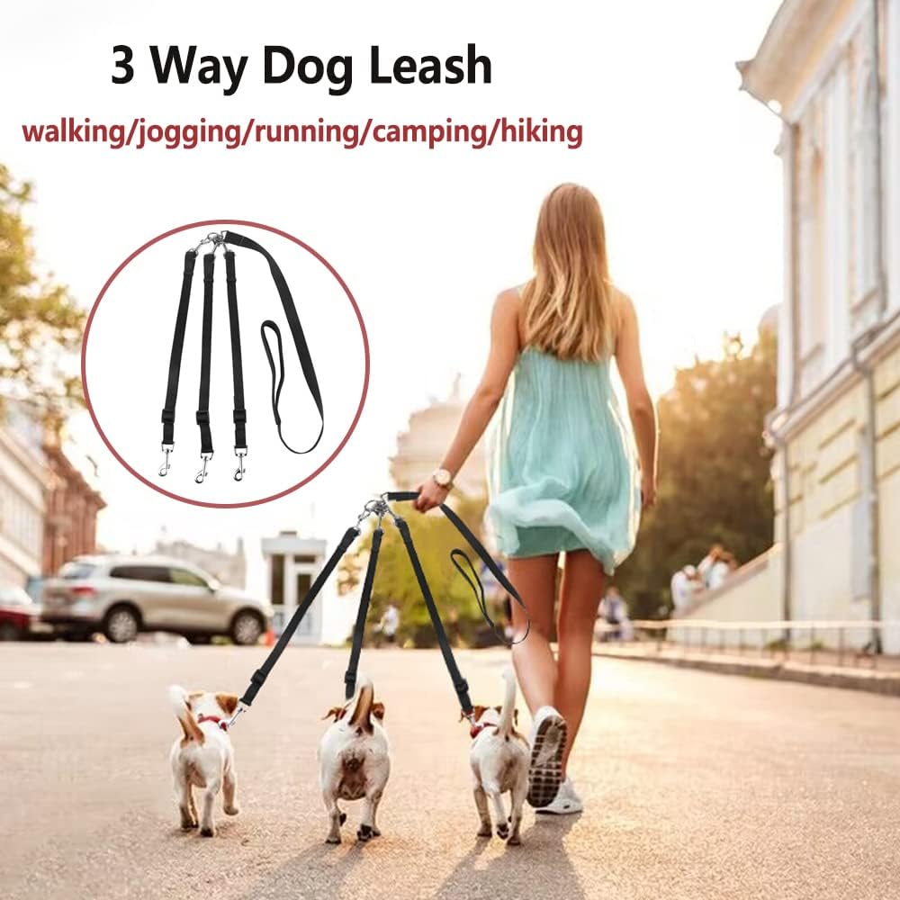 ASOCEA no tangle three dog walking leash width and buckle adjustment detail