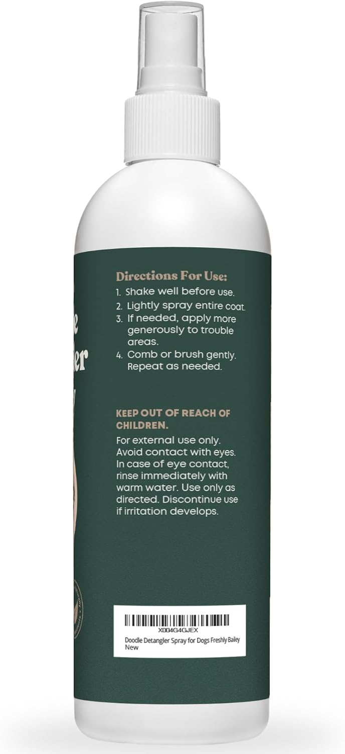 Freshly Bailey sweet rose scented pet dematting spray label details