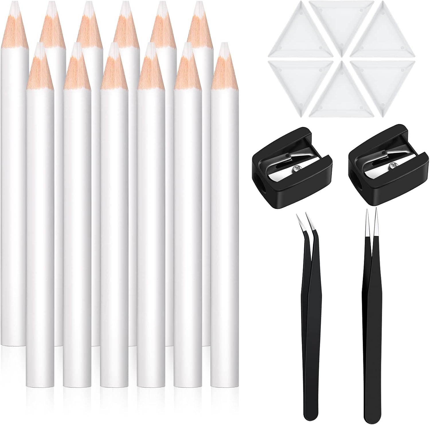 Maitys 22 Pieces Wax Rhinestone Picker Pencil Set front view showing the complete collection of white wax pencils and accessories.
