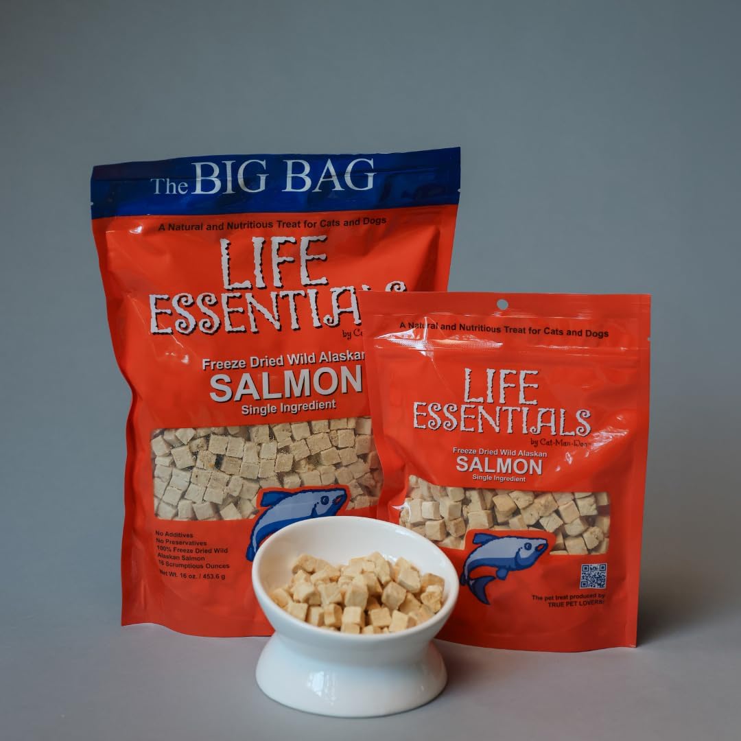 Close up of freeze dried salmon cubes for pets