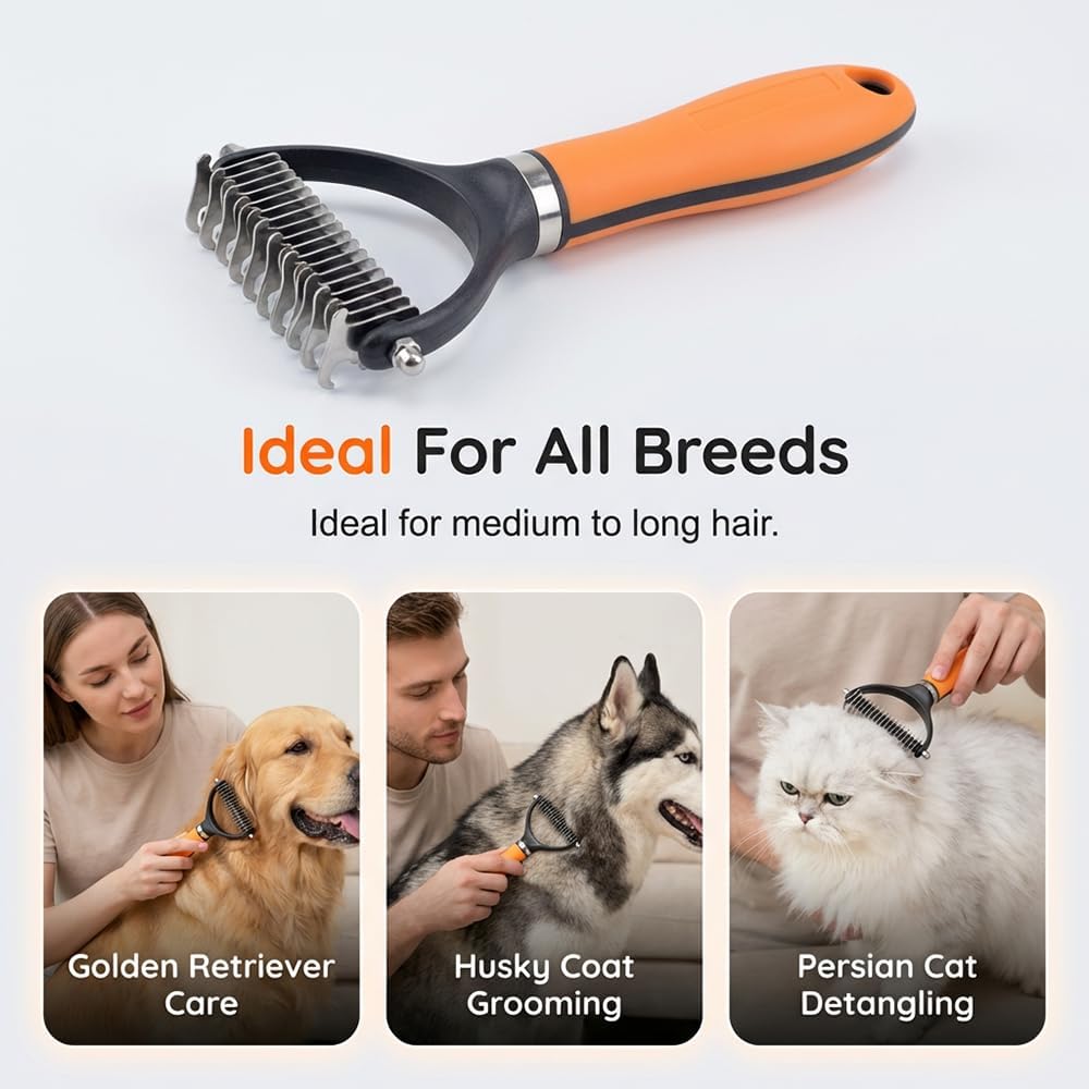 Pet grooming rake side view for home use