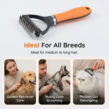 Dhgate self cleaning pet brush layout illustrating the nineteen teeth side arrangement