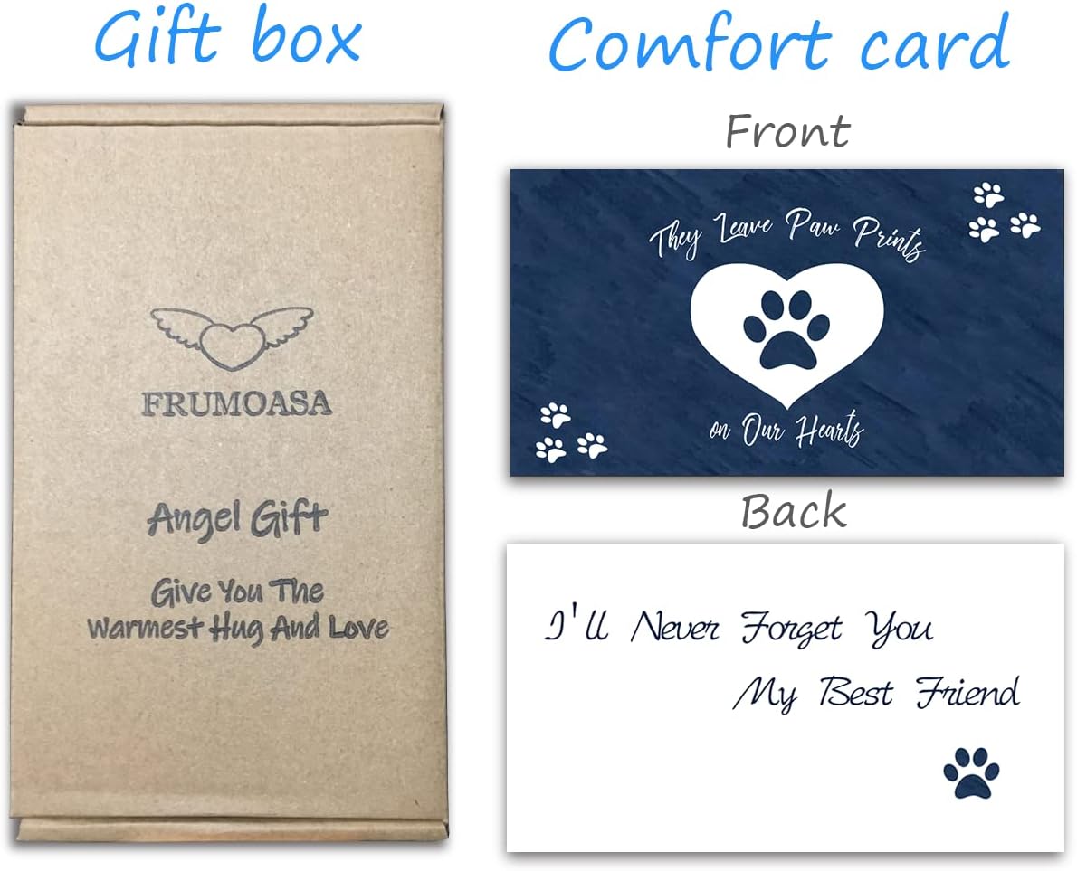 FRUMOASA cat angel figurine displaying the double sided sympathy message card