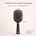 Adkoat rainbow paddle brush removing loose shedding fur from a long haired dog coat.