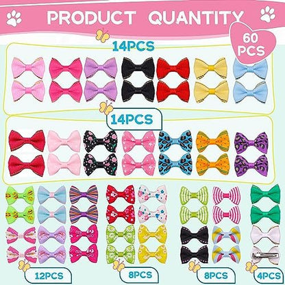 Small dog wearing a cute handmade ribbon hair bow
